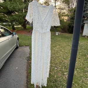 Baltic Born White Embroidered Maxi Dress Size Medium